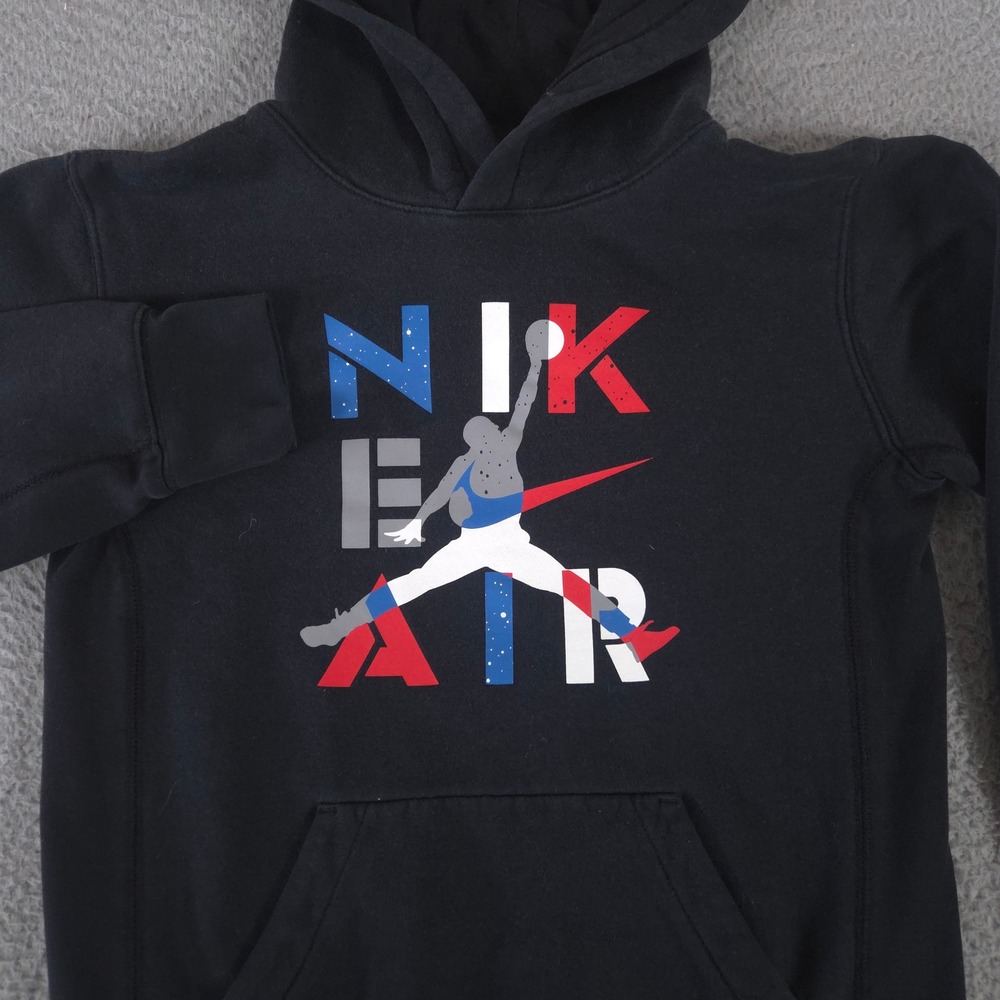 Jordan‎ Hoodie Kids L Black Nike Air Jumpman Graphic Fleece Pullover Sweatshirt